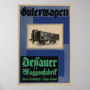 Affiche des chemins de fer allemands Dessau Train 
