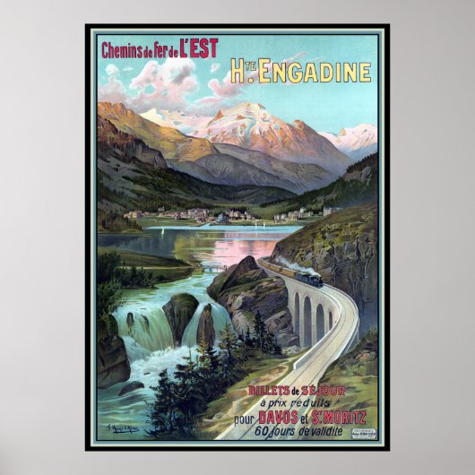 Affiche des chemins de fer pour Davos et St. Morit (Devant)