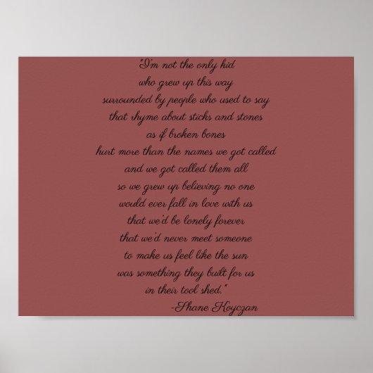 Affiche des citations de Shane Koyczan (Devant)