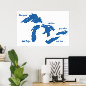 Affiche des Grands Lacs (Bureau à domicile)