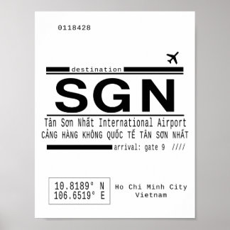 Affiche des lettres d'appel de l'aéroport Ho Chi M