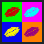 affiche des lèvres<br><div class="desc">Baisers en bâton à lèvres dans le style pop art célèbre sur affiche</div>