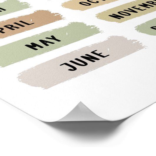 Affiche des mois de l'année - Tons de terre (Coin)