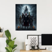 Affiche des monstres d'Halloween Scène Éffrayante (Bureau à domicile)