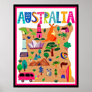 Affiche des monuments emblématiques et de la faune