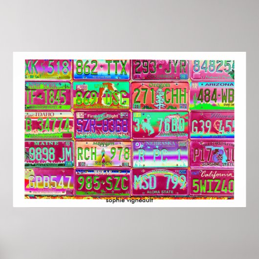 affiche des plaques d'immatriculation vintages (Devant)