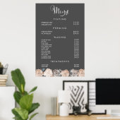Affiche des prix du menu de la coiffeuse du salon (Bureau à domicile)
