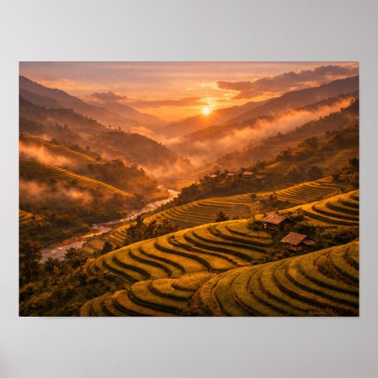 Affiche des rizières de Golden Sunset (Devant)