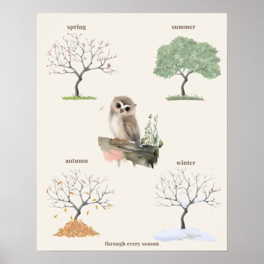 Affiche des saisons du hibou (Devant)