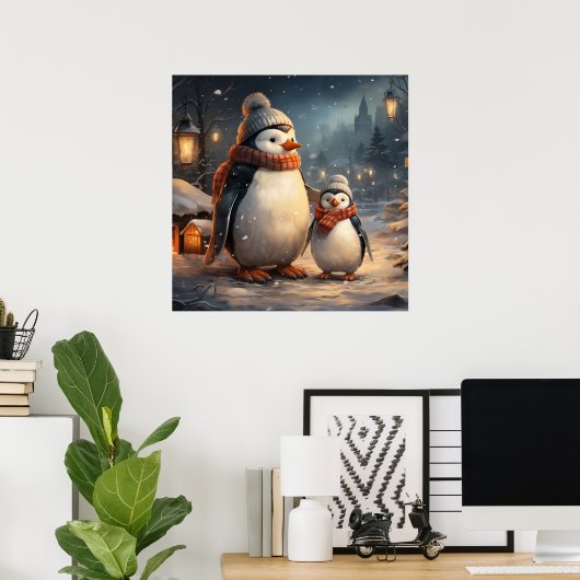 Affiche des scènes d'hiver mignonnes (Bureau à domicile)