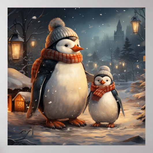 Affiche des scènes d'hiver mignonnes (Devant)