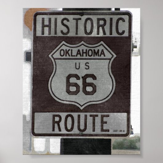 Affiche des signes de la Route 66 Oklahoma (Devant)