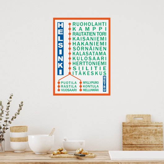 Affiche des stations de métro d'Helsinki (Cuisine)