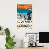 Affiche des surfeurs du coucher de soleil La Salad (Bureau à domicile)