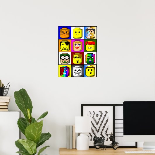 Affiche des têtes de blocs de construction (Bureau à domicile)