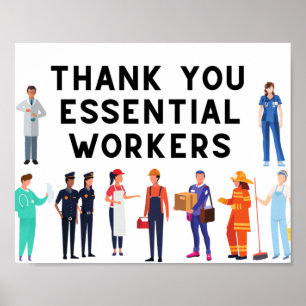 Affiche des travailleurs Mercis essentiels