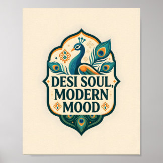 Affiche Desi Soul Modern Mood Paon Indien
