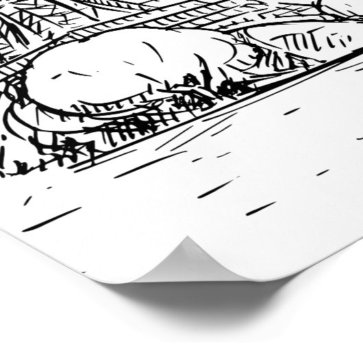 Affiche Dessin de la Tour Eiffel (Coin)