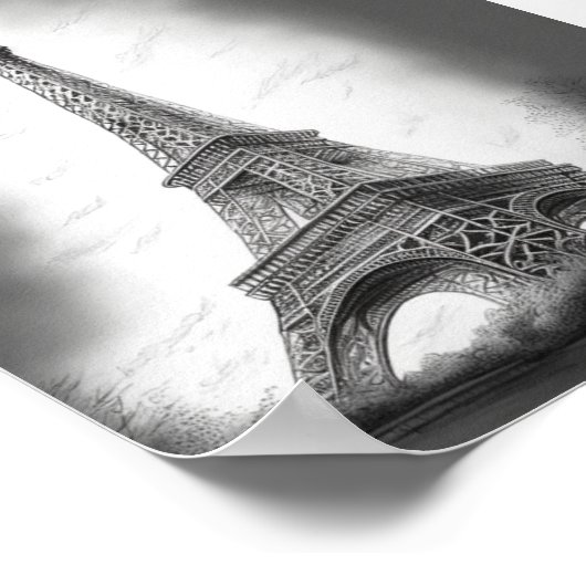 Affiche Dessin de la Tour Eiffel  (Coin)