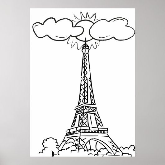 Affiche Dessin de la Tour Eiffel  (Devant)