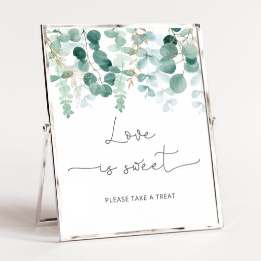 Affiche d'eucalyptus à l'aquarelle Love is sweet