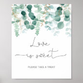 Affiche d'eucalyptus à l'aquarelle Love is sweet (Devant)