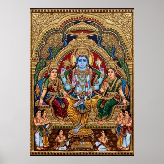 Affiche dévotionnelle de Tanjore Vishnu | Traditio (Devant)