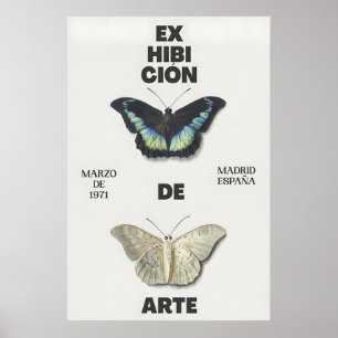 Affiche d'exposition d'art papillon 1971 Madrid
