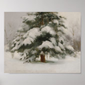 Affiche d'hiver d'un pin enneigé (Devant)