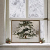 Affiche d'hiver d'un pin enneigé