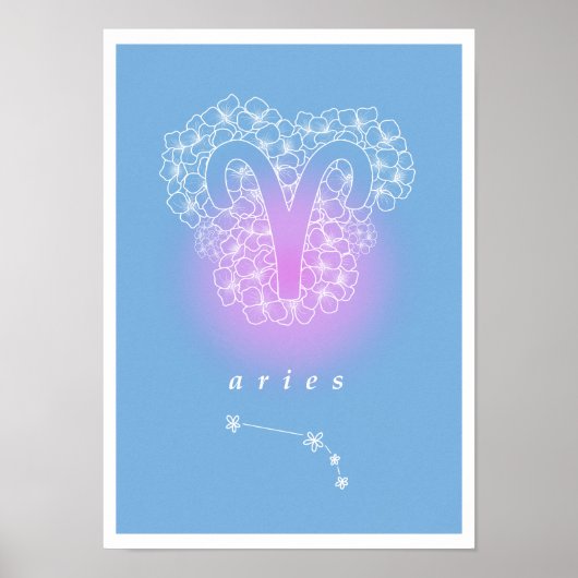 Affiche d'horoscope avec fleurs de naissance - Ari (Devant)