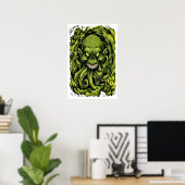 Affiche d'horreur de monstre à tentacule vert effr (Bureau à domicile)