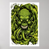 Affiche d'horreur de monstre à tentacule vert effr (Devant)