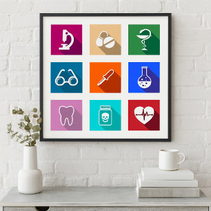 Affiche d'icônes médicales