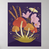 Affiche d'illustration de champignons de la forêt (Devant)