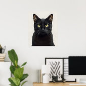 Affiche d'illustration de chat noir élégant (Bureau à domicile)