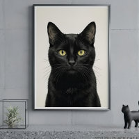 Affiche d'illustration de chat noir élégant