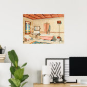 Affiche d'illustration de conception d'intérieur v (Bureau à domicile)
