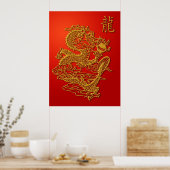 Affiche d'illustration de dragon chinois (Cuisine)