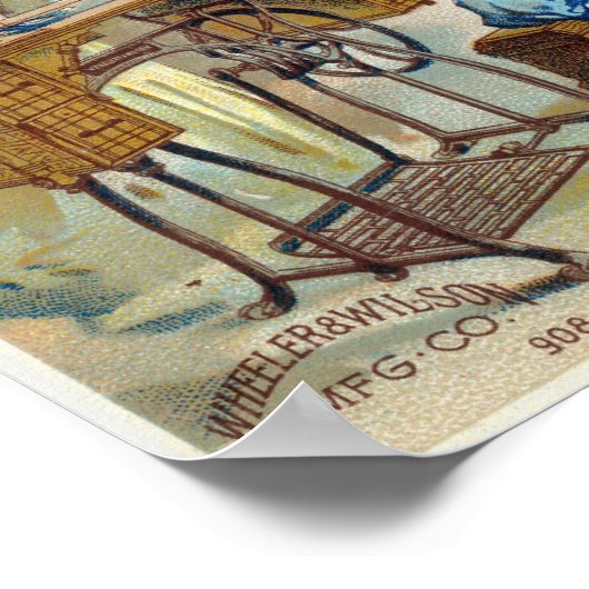 Affiche d'illustration de la machine à coudre vint (Coin)