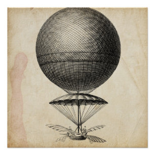 Affiche d'illustration de la machine à vol vintage
