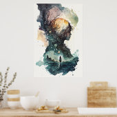 Affiche d'illustration de l'aquarelle surréaliste (Cuisine)