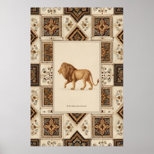 Affiche d'illustration de lion Art faunique royal 