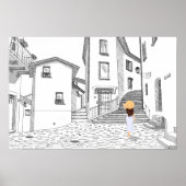 Affiche d'illustration de rue européenne minimalis (Devant)