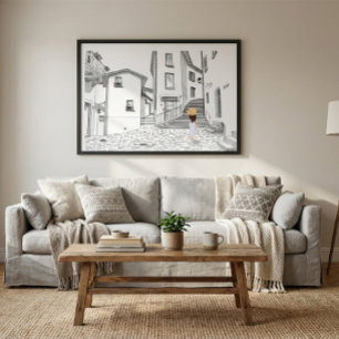 Affiche d'illustration de rue européenne minimalis
