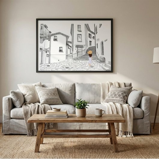 Affiche d'illustration de rue européenne minimalis