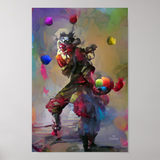 affiche d'illustration d'imaginaire d'art clown ju