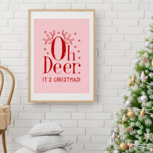 Affiche d'illustration drôle de cerf de Noël
