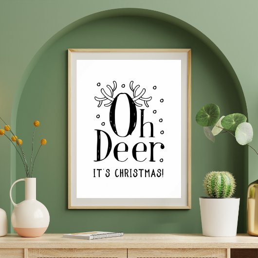 Affiche d'illustration drôle de cerf de Noël