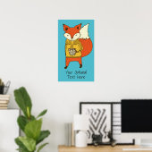 Affiche d'illustration Fox de texte personnalisée (Bureau à domicile)